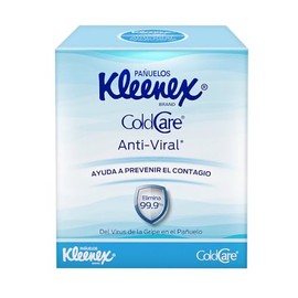 Kleenex Cold Care Pañuelos Faciales Antiviral, Paquete con 80 pañuelos de Hoja Doble