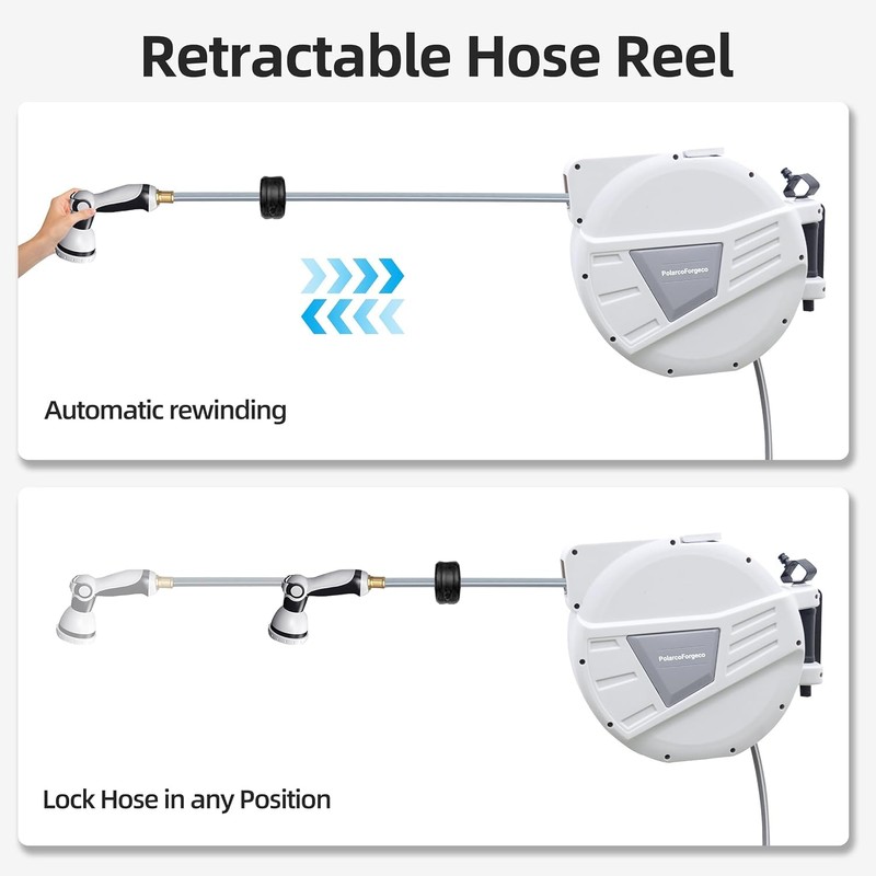 Garden Hose Reel Retractable Hose Reel 1/2 Inch x 65