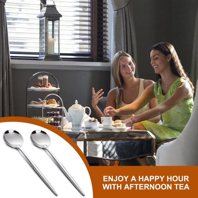 6 Pieces Stainless Steel Coffee Spoons, 12.9 cm Round Dessert