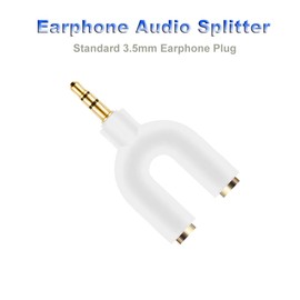 2 Pack Headset Audio Stereo Splitter Kit, U Shape 3 Pin 3.5mm Male Plug to Two Female Headphone Jack, Earphone Audio Splitter Adapter for PC, MP3/MP4, Radio, Voice Recorder, Phone