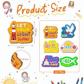 Cinrobiye - 60 gomas de borrar con versículos bíblicos inspiradores a granel, borrador de escritura cristiana, regalo religioso, bolsa de regalo para estudiantes, aula, oficina, maestro, premios