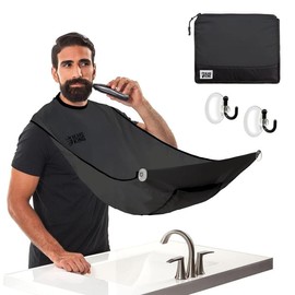 Bib Apron - Shaving Set for Dad - As Seen on Shark Tank - Men's  Catcher for Shaving -  Accessories - Pac Pouch, Black - Color: Black (Lite Version)