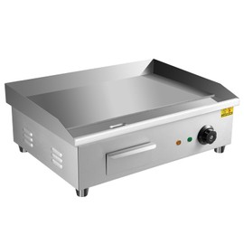 Commercial Griddle, 110V 3000W Commercial Electric Countertop Griddle Grill BBQ Flat Plate Top for Restaurant, Cooktop Griddle Grill BBQ Flat Plate with Adjustment Temperature 122-572℉