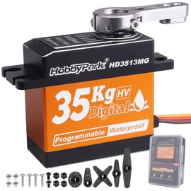 HobbyPark Waterproof 35KG High Torque Servo Motor Metal Gears Digital Servo Arduino Servo Full Aluminum Shell for 1/8 1/10 1/12 RC Crawler RC Truck RC Car Buggy Robotic DIY Control Angle 180°