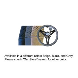 Y&S New Perforated Genuine Gray Leather Car Truck Steering Wheel Cover - Medium Size