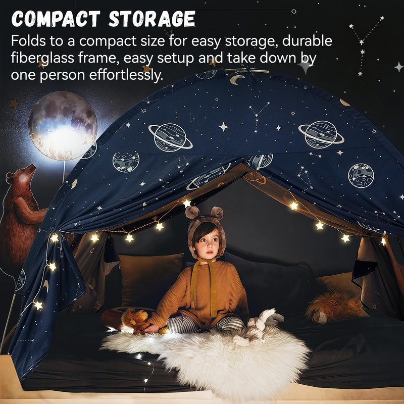 Toddler Bed Tent Full, Space Canopy Indoor for Kids Boys,