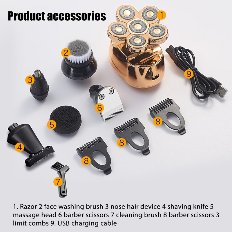 6D Floating Rotary Razor Men's Electric Head Shaver USB Rechargeable