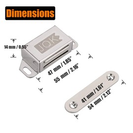 JQK Magnetic Cabinet Door Catch, Stainless Steel Closet Catches 10 Pack with Strong Magnetic, Furniture Latch 30 lbs, CC101-P10