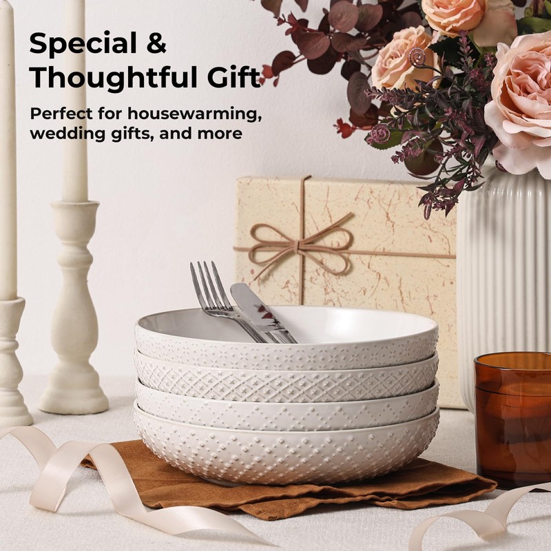 Y YHY 8.5" Pasta Bowls Set of 4, 30 oz