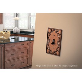 BRAINERD 64260 French Lace Double Decorator Wall Plate / Switch Plate / Cover, Sponged Copper
