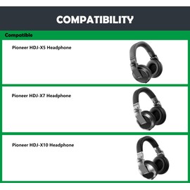 HTINDUSTRY Breathable Earpads Cushions Replacement Compatible with Pioneer HDJ-X5 X7 HDJ-X10 Headphones Ear pads with Breathable Softer Protein Leather/Memory Foam