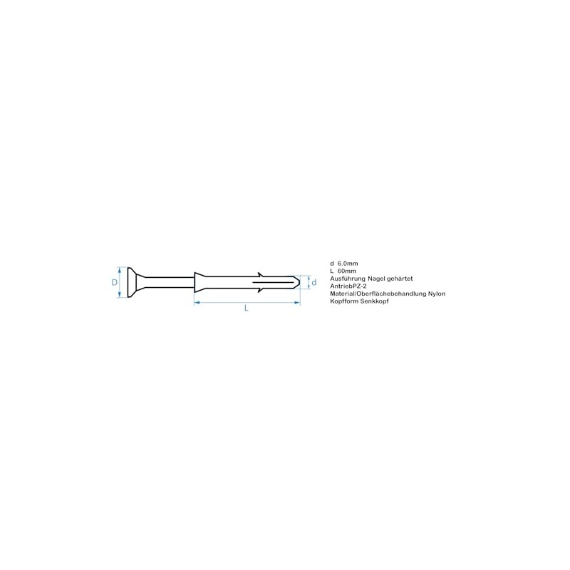 Design61 50 x Nail Dowels 6 x 60 mm with