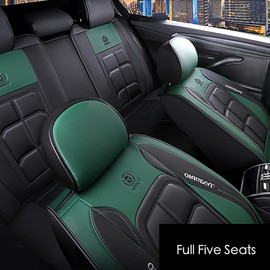XIANGTA Universal Fit Car Seat Covers,5 Seat Leather Car Seat Covers Full Set, Universal Fit Waterproof Auto Seat Protector, Full Coverage for Cars SUVs Sedans – Green