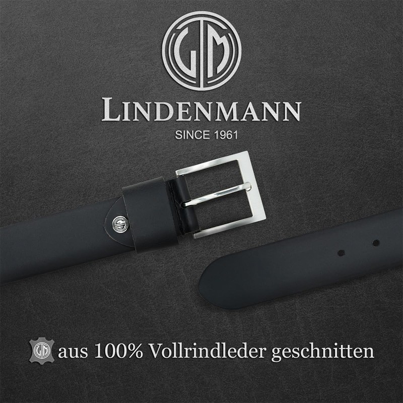 LINDENMANN Men's Leather Belt 40 mm Wide Belt Full Cowhide