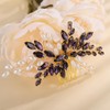 Rumtock Purple Rhinestones Beads Pearl Hair Comb for Wedding Brides