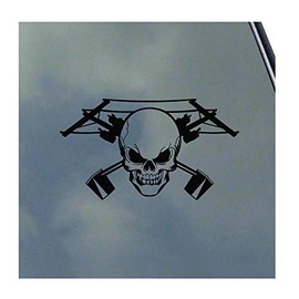 Lineman Skull with Crossed Poles Vinyl Sticker Decal Lineman Lineworker Powerline Technician Tradesmen