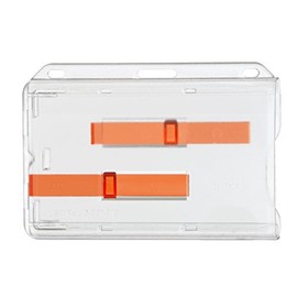 Karteo ID Card Holder for up to 2 Cards [Pack of 1] Horizontal Card Case Made of Hard Plastic for ID Cards, Service Cards, Work Cards