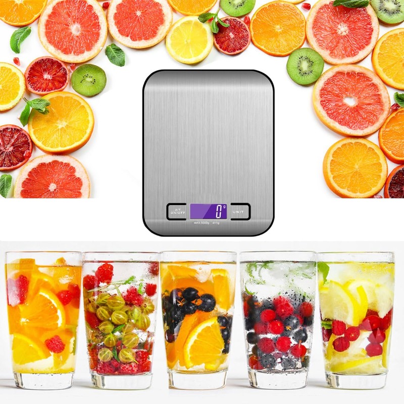 Digital kitchen scale 5kg/1g high-precision food scale with backlit LCD