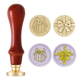 MICTER Wax Seal Stamp with 2 Removable Brass Head Seal Stamp and 1 Wooden Handle for Envelopes, Invitations, Cards, Gift, Retro Wax Seal