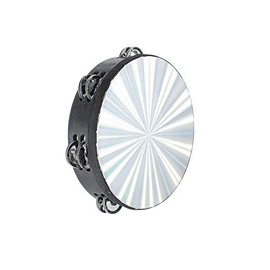 Radiant Tambourine 10 inch Handbell Hand Drum with Double Row Jingles Reflective Drum Musical Instrument for Church Adults KTV Party(10 inch)