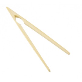 7.5" Reusable Bamboo Tongs, Straight Arms, Natural - by BambooMN - 30 Pieces - Toast Tongs