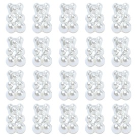 KitBeads 200pcs Imitation Pearl Gummy Bear Beads ABS Plastic Cute Animal Beads Opaque Creamy White Bear Beads for Bracelets Jewelry Making Bulk