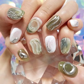Green Latte Homemade Nail Tips - Ballerina / 그린라떼 수제네일팁 - 발레리나