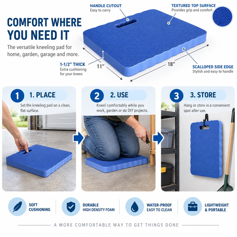 Kneeling Mat for Gardening & Floor Work – Thick Cushioned
