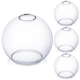 Glooglitter 4 Pack Fixture Replacement Globe Shade 6 Inch Diameter E26 Base 1-5/8 Inch Fitter Round Glass Globe Lampshade Cover for Pendant Wall Sconce Chandelier Vanity Light(Clear)