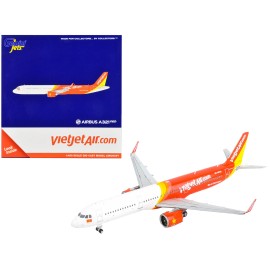 DCD Airbus A321neo Commercial Aircraft 1/400 Diecast Model Airplane in White and Red by GeminiJets Resin Toy by VietJet Air