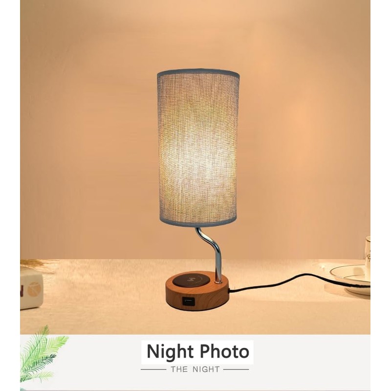 YNDD Bedside Lamp with Charging Function, Wireless Charging Table Lamp