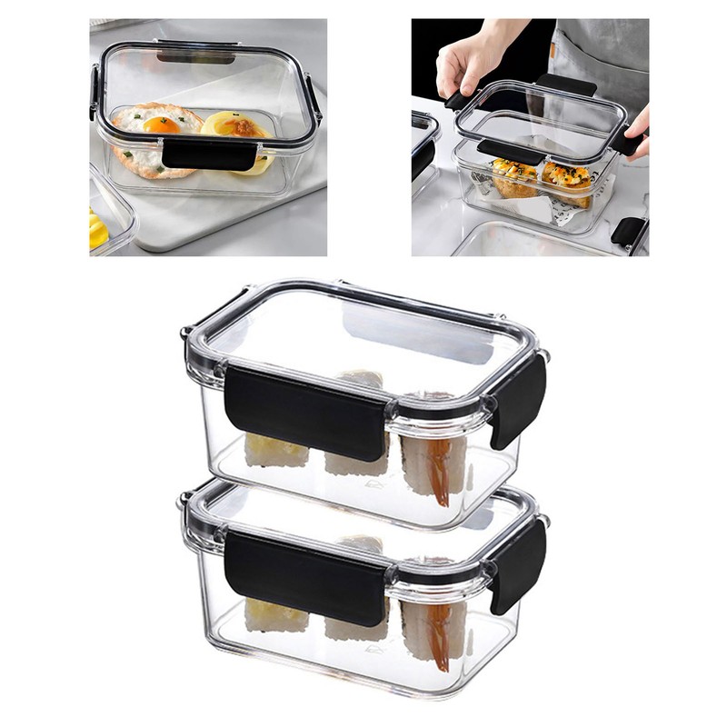 2PCS Food Storage Container Food Grade Clear Refrigerator Organizer Box