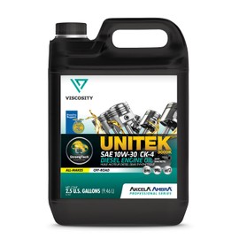 VISCOSITY UNITEK 3000K Diesel Engine Oil SS 10W-30 CK-4 - Compatible With Kubota, Ventrac, Iseki Tractors - 2.5 Gallons - 74644NXYUS