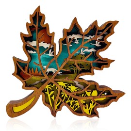 Maple Leaf 3D Wooden Decor, Eco-Friendly Natural Plywood Art, Maple Leaf Ornament – Canadian Nature Gift/Feuille d'Érable 3D en Bois, Art Écologique en Contreplaqué Naturel – Cadeau Canadien