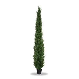 8 Feet Pre-Potted Evergreen Outdoor Artificial Cedar Tree Privacy Screen for Front Porch Decor, Outdoor Entryway Decor Fake Tree, Tall Faux Tree with UV Resistant Coating (1 Pack)