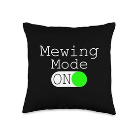 Mewing Mode On - Funny Mew Meme Throw Pillow
