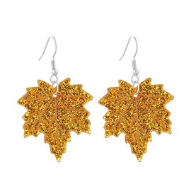 MALOYANVE Maple Earrings - Acrylic Lightweight Autumn Red Maple Leaf Dangle Drop Earrings - Thanksgiving Day Party Holiday Trendy Jewelry Gifts (Gold)
