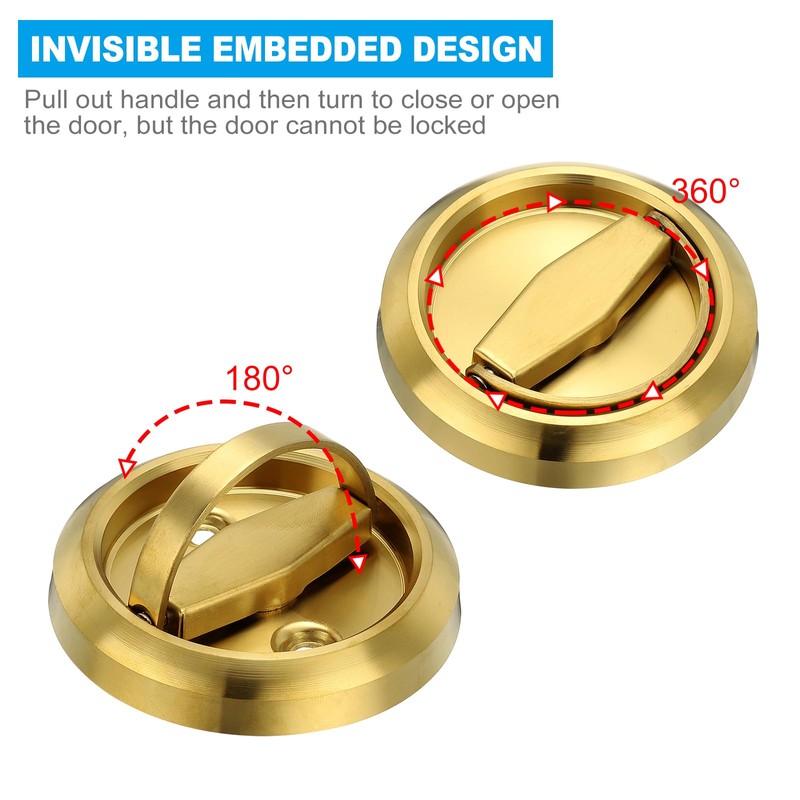 PATIKIL Recessed Door Handles, 2 Pcs Round Flush Pulls Stainless