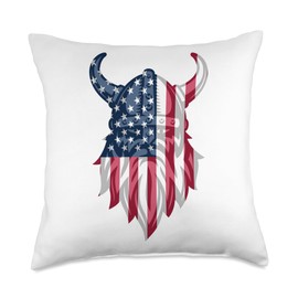 America Flag American Viking Gifts Scandinavia Nordic Norse Throw Pillow