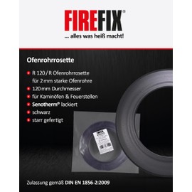 FIREFIX R120/R FAL Stove Pipe Rosette for Stove Pipe 120 mm Diameter I Chimney Pipe Accessories Made of Sheet Steel, 2 mm I Rigid Manufacture, Free from Solvents, Black