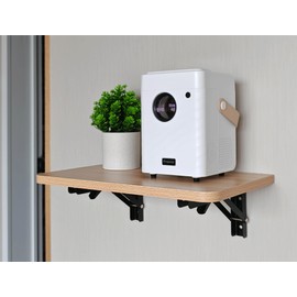 DAZIMOU Folding Wall Projector Shelf, Projector Wall Mounted Folding Floating Shelf, Cable Box Wall Mounted Panel, Router Rack, Projector Bracket Accessories (Light Brown)