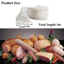 CHENNAN 3 m Elastic Meat Net, 16 Holes Meat Net Roll, Butcher Yarn Net for Cooking, Ham, Roasting Net, Beef Net, Smoking Net for Smoking, Baking, Marinating Meat (White)