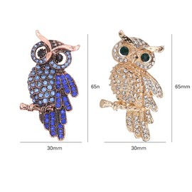 Set of 5 Pieces Cute Animal Theme Multicolor Crystal Owl Pin Brooches Rhinestones Decoration for Daily Dress Wedding Party