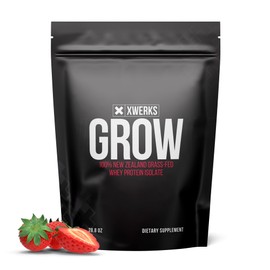 Xwerks Grow 100% New Zealand Grass-Fed Whey Protein, 25g of Pure Isolate Protein Powder (30 Servings) All-Natural, Paleo & Keto-Friendly, Soy & Gluten-Free, and Easy to Digest (Strawberry)