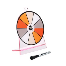 iobiotio Spin The Wheel 10 Slots, Protable Spinning Wheel for Prizes with Stand, Small Tabletop Roulette Spinner for Party, Easy Assembly and Erasable, Portable, 6 inch, Pink