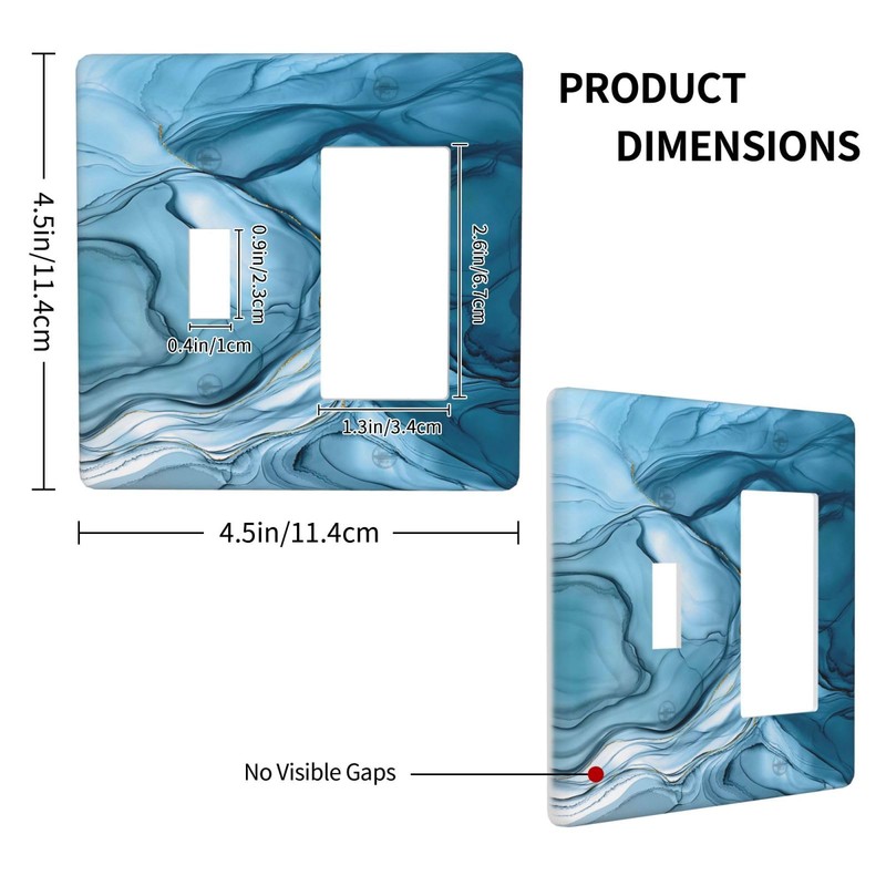 Blue Navy Marble 2 Group Switch Rocker Combination Wall Plate