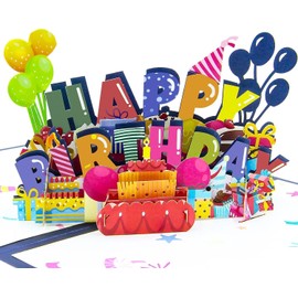 FONBAY 3D Pop Up Grußkarten,Geburtstagskarte mit Umschlag Geburtstag Karten mit Kuchen Glückwunschkarte für Familie,Frauen,Mann,Mutter,Freunde