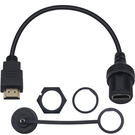 Duttek Cable HDMI de montaje empotrado, cable HDMI de montaje en panel de salpicadero macho a hembra, código de extensión para coche, camión, barco, salpicadero de motocicleta, 30 cm
