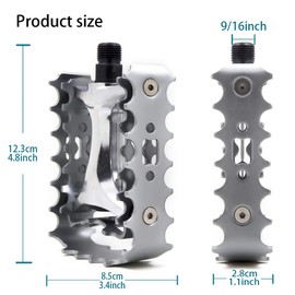 MTB Pedals Mountain Bike Pedals 9/16 Sealed Bearing,Aluminum Antiskid Durable Bicycle ,Bike Platform Pedals Lightweight for BMX MTB (Silver)