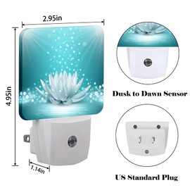 FSHVQKD Sparkle Blue Zen Lotus Flower Night Light,Plug Into Wall Decor for Stairway,Hallway,Kitchen,Dusk to Dawn Sensor Nightlights for Boys/Girls/Women/Men Room Gifts